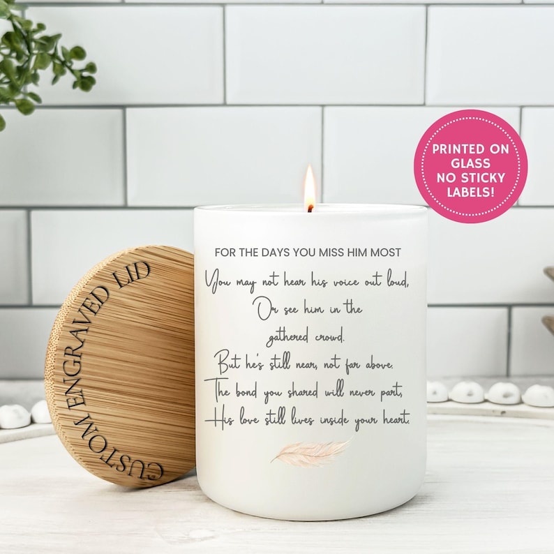 Dad Memorial Candle Loss of Dad Sympathy Gift for Daughter Son Grief Gift for Child Missing Father Bereavement Comfort Miss you dad candle image 3