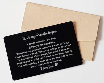 Promise Metal Wallet Insert Card for Him, Sentimental Gifts for Boyfriend, Thoughtful gifts for Boyfriend, Unique gift for him,Birthday gift