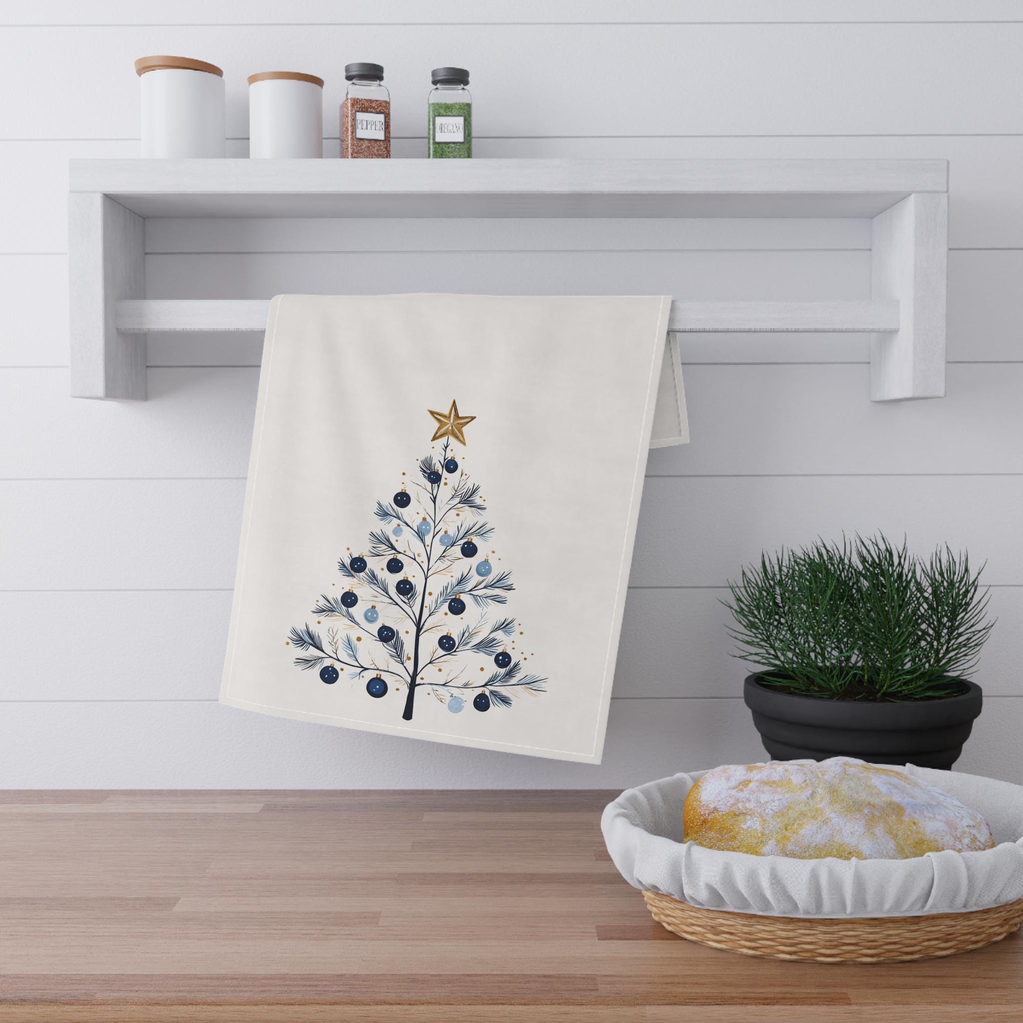 Blue Christmas Towel Etsy