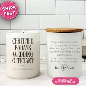 Funny Wedding Officiant Gift Certified Badass Wedding Officiant Candle Custom Thank You Gift Unique Keepsake Appreciation Gift For Officiant
