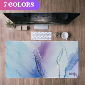 Personalized Blue Marble decor mouse pad Faux Blue stone Home office Deskpad Custom Pink office Computer keyboard Mat faux Blue marble mat