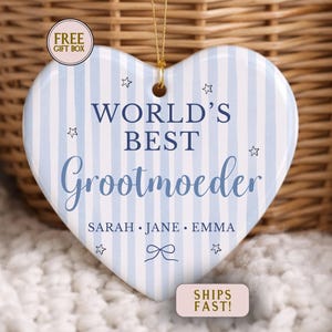 Personalized World’s Best Grootmoeder Ornament, Custom Dutch Grandma Milestone Birthday Keepsake, Mother’s Day Christmas Decor