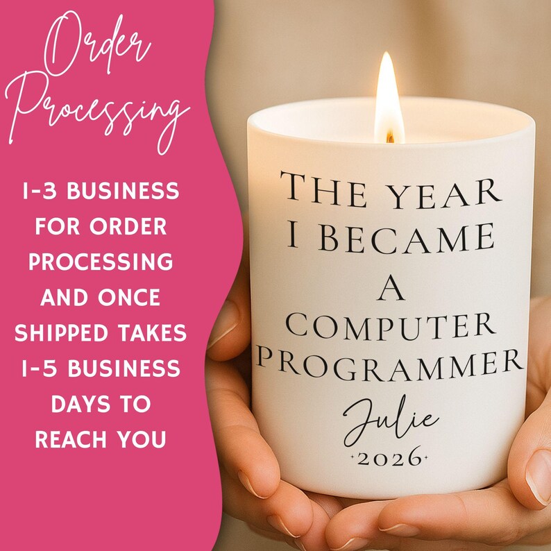 The Year I Became a Computer Programmer Candle, Gift for Programmers, Software Developer Candle, Graduation Gift, Techie Candle