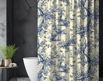 Toile de jouy Shower Curtain French Provencal pattern printed Bath Decor New Home decor Classic French Blue Pastoral Elegant Bath Decor