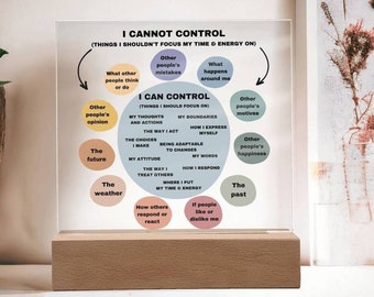 Things I can control Acrylic Decor What I can control Anxiety LED light Mindful Room Decor School Psychologist Office Decor Counselor Sign