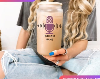 Custom Podcast Iced Coffee Cup Personalized Podcast Frosted Tumblers Podcast Host Gift Podcast Guest Gift Tumbler & straw Gift for Podcaster