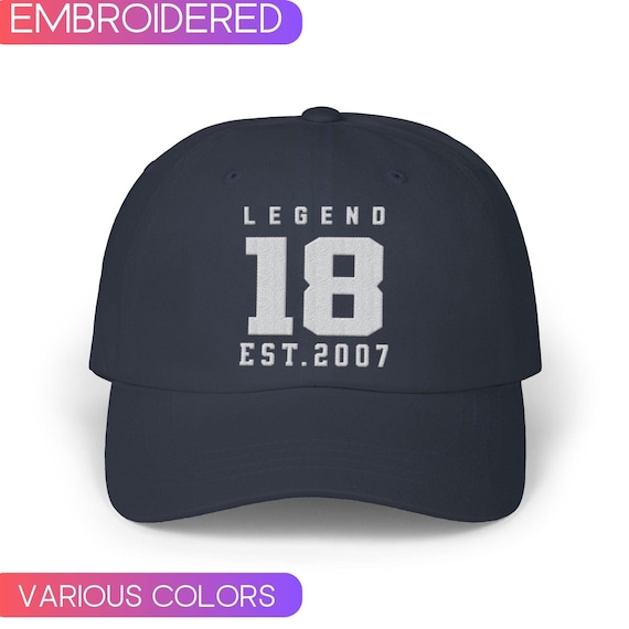 18th Birthday Embroidered Hat, Baseball Cap, Eighteenth
