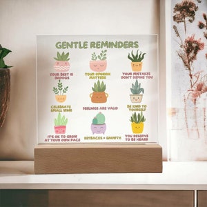 Gentle Reminders Acrylic Plaque Mental health Art Self love reminders Self compassion Daily Motivation Therapist Decor