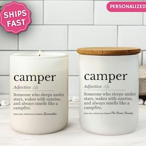 Camper Definition Candle Gift for Camping Lovers Personalized Adventure Candle Hiking Camping Birthday Gift Custom Name Campfire Soy Candle