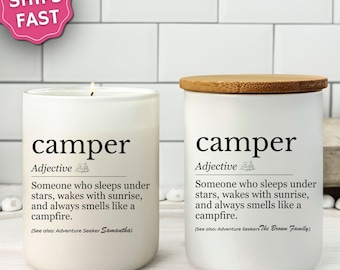 Camper Definition Candle Gift for Camping Lovers Personalized Adventure Candle Hiking Camping Birthday Gift Custom Name Campfire Soy Candle