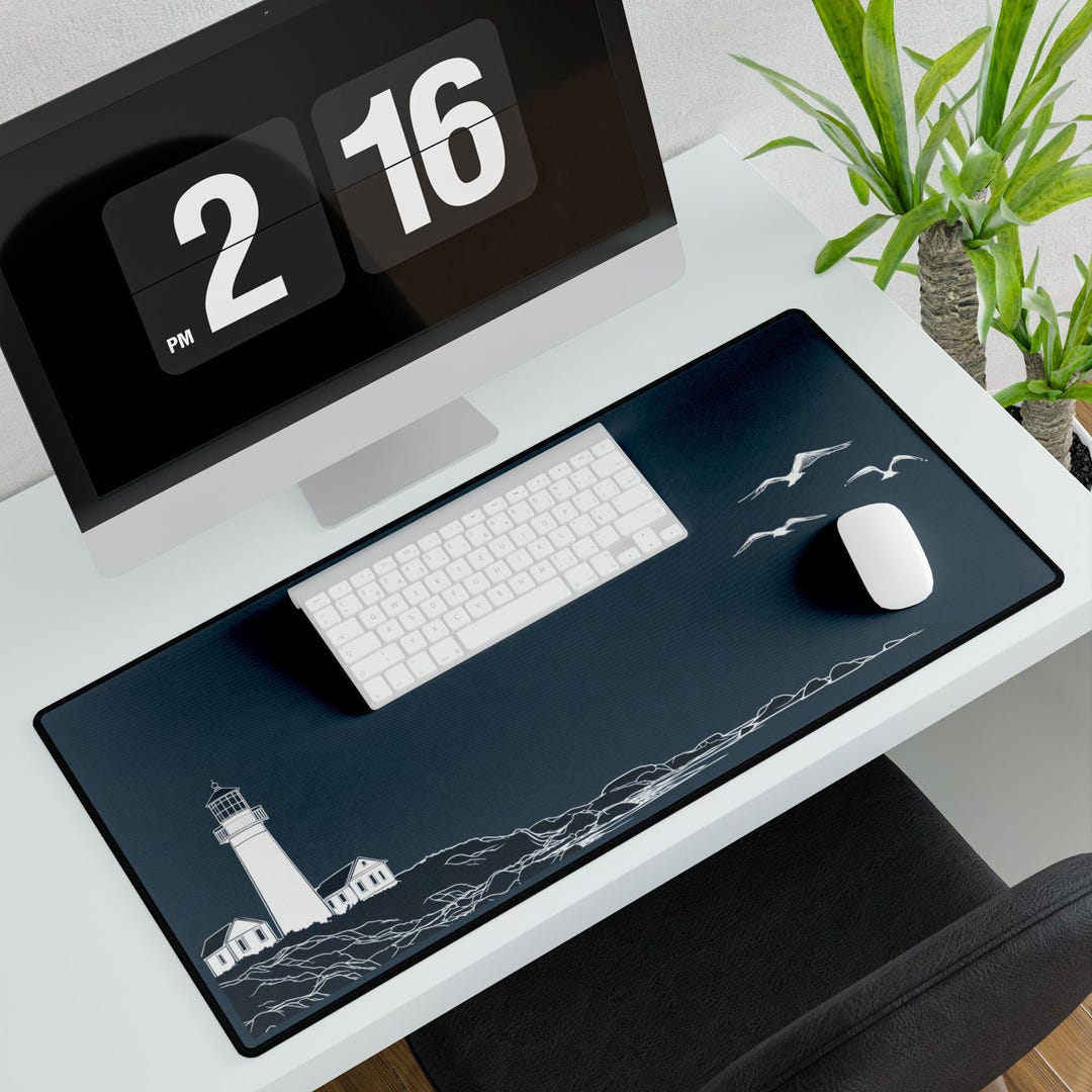 New England Decor Lighthouse Computer Desk Pad Nautical Extra Large ...