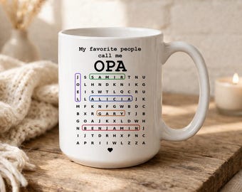 Taza de café Opa personalizada, regalo para abuelo alemán de parte de los nietos, taza de café para el Día del Padre, regalo de cumpleaños