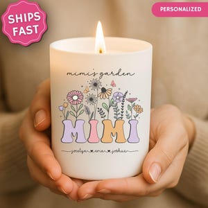 Personalized Mimi Candle Custom Mimi&#39;s Garden with Grandkids’ Names Floral Gift for Mimi Mother&#39;s Day Gift Mimi Birthday Candle Christmas