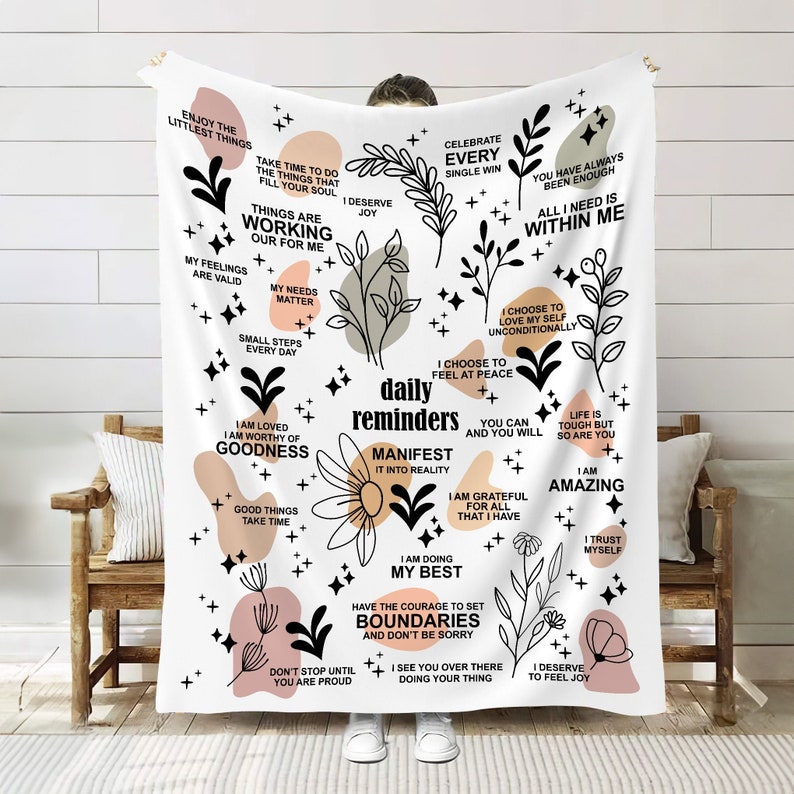 Daily Reminders Positive Affirmations Blanket Positive Quotes Etsy