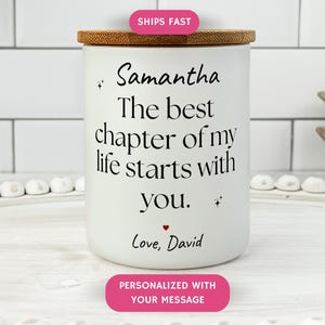 Romantic Engagement Soy Candle for Fiancé Fiancée or Engaged Couple, The Best Chapter Of My Life Starts With You Gift