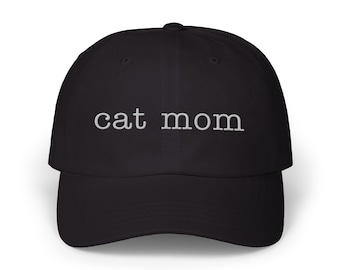 Cat Mom Embroidered Hat Minimalist Black Baseball Cap Cute Cat Lover Gift Adjustable Dad Hat for Women Pet Mom hat for pet lover