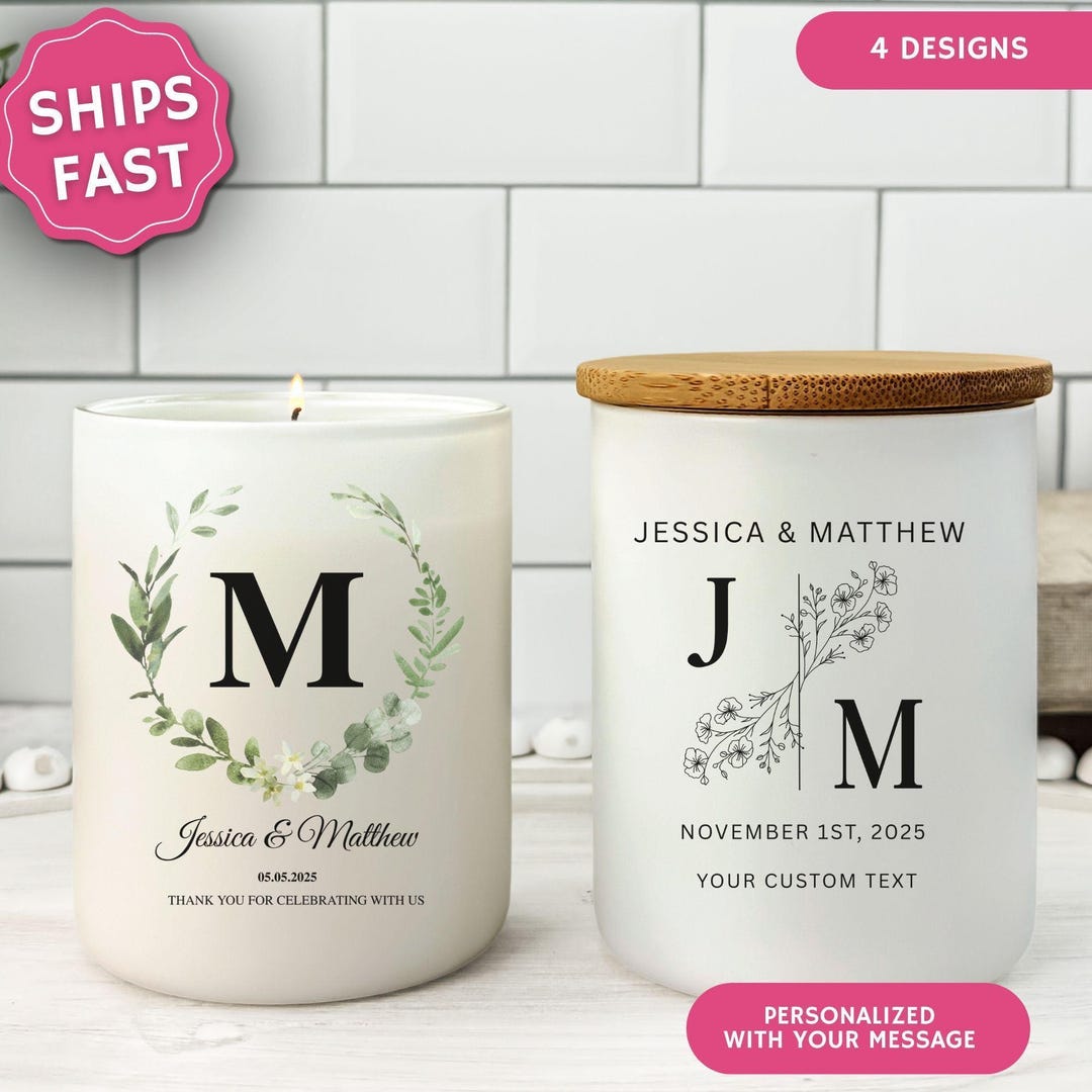 Bulk Wedding Favor Candles Personalized Candle Favors Custom Monogram ...