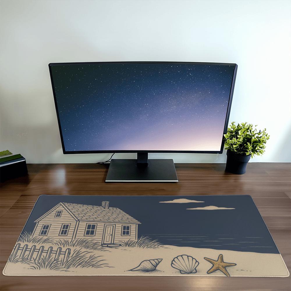 Computer Desk Pad Cod Cape Cod Beach House Desk Mat,beach Scene Xl Mousepad,new England Desk ...