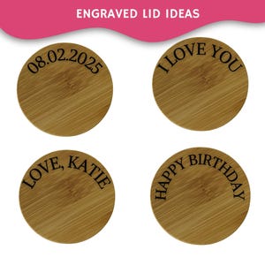 Engraved Lid Ideas, Custom Lid Engravings, Personalized Lid Options, Unique Engraved Gift Ideas, Special Occasion Lid Designs, Custom Lid