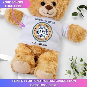 Custom School Mascot Teddy Bear Personalized Graduation keepsake for students Fundraiser Plush Toy Gift for Students Team Spirit Animal Bear