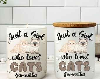 Personalized Cat mom Candle, Custom Just a Girl Who Loves Cats Candle, Cat Lover Gift, Funny Cat Lady Candle, Crazy Cat Lady Gift, Cat Home