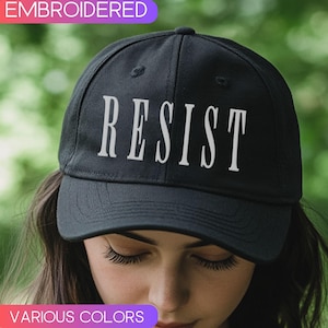 Resist Embroidered Hat, Subtle Anti Trump Dad Cap, Anti Maga Mens Cap, Adjustable hat, FDT Black hat, Progressive Liberal Resist cap