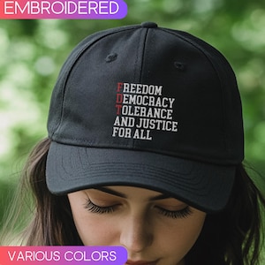 Gorra bordada Foxtrot Delta Tango, gorra de papá FDT, gorra de hombre sutil contra Trump, gorra ajustable de veteranos contra Trump, gorra de papá liberal demócrata