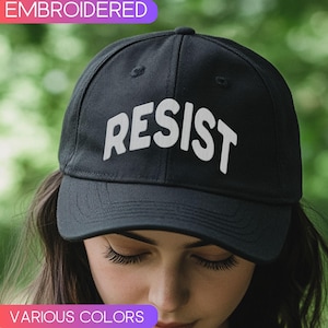 Resist Embroidered Hat, Subtle Anti Trump Dad Cap, Anti Maga Mens Cap, Adjustable hat, FDT Black hat, Progressive Liberal Resist cap