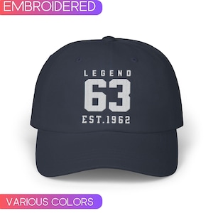 63rd Birthday Embroidered Hat, Est.1962 Baseball Cap, Sixty third Birthday Cap, Gift for dad, Gift from daughter to father, gift for mom