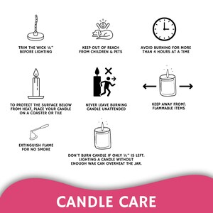 Candle Care Instruction Card, Safety Tips for Burning Candles, Candle Safety Guide, Perfect for Candle Lovers, Candle Safety Label