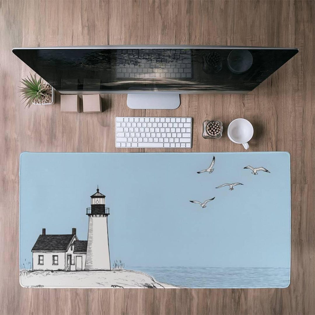 New England Decor Lighthouse Computer Desk Mat Nautical Extra Large ...