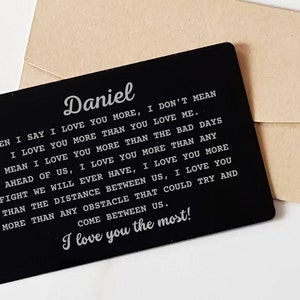 Geburtstagsgeschenk für Ehemann Freund Gravierte Brieftasche Einsatz Karte Jahrestagsgeschenk Deployment Geschenke Vermisst dich Geschenke Partner Ehemann Soulmate