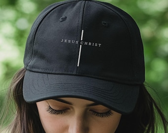 Cappellino con croce di Gesù Cristo ricamata, cappello cristiano ricamato, cappellino con versetto biblico, cappellino con Gesù della fede, regalo religioso per la chiesa, cappellino da baseball con croce