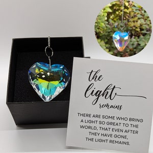 Sympathy gifts for Loss of Mother Heart Crystal suncatcher,Bereavement gift for loss of a loved one, Memorial gift for kids who lost a dad