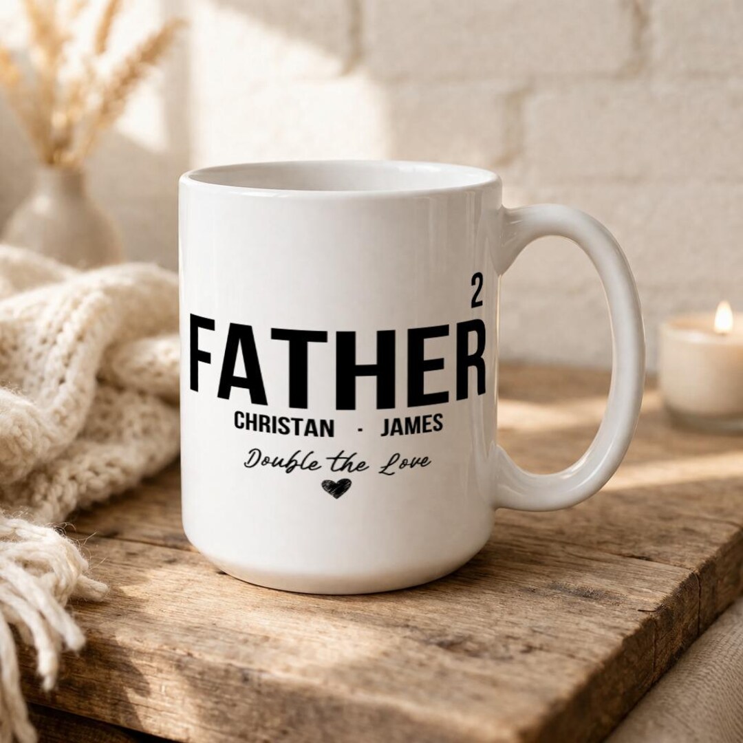 Father of Twins Gift Custom Names Father 2 Double the Love Dad of 2 ...
