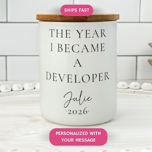 Personalized New Developer Candle, The Year I Became a Developer Custom Candle, Coding Career Gift, new coder gift