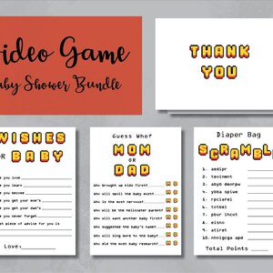 Tema del videogioco Giochi per baby shower, Ringraziamento per baby shower, Pacchetto baby shower, Download istantaneo, stampabile