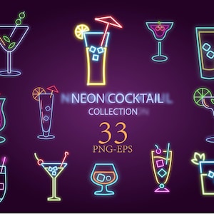 Shake Up Your Designs with Neon Cocktails clipart- 33 kinds cooktail PNG SVG