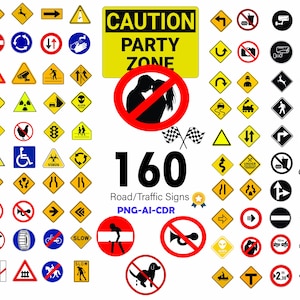 160PNG-verkeersborden PNG-bundel, verkeersborden, verkeer, verkeersbord - PNG - afdrukken - silhouetbestanden - sticker, autobord, PNG-Ai-Cdr