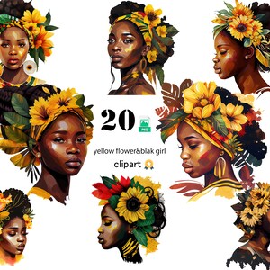 20x Maravilla de acuarela: Celebrando a las jóvenes reinas negras en flor amarilla