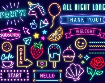 83 images clipart néon/Illuminez votre monde avec 83 illustrations néon
