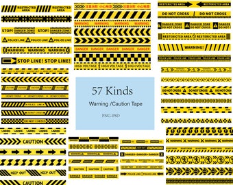 57Caution Tape PNG Clipart: Crime Scene, Warning Designs (Digital Download)