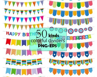 50 kinds colorful children's dividers -PNG -EPS