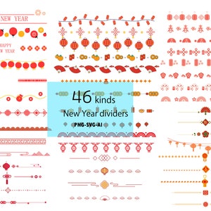 46kinds Chinese New Year dividers - PNG-Svg-AI