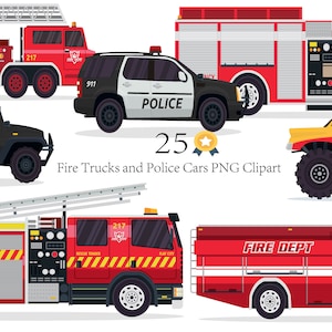 25 Feuerwehrautos und Polizeiautos PNG Clipart