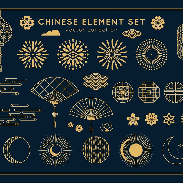 46chinese element set -png-svg-ai,Decorative Elements, Traditional patterns, Chinese Character, circle sticker, svg, png, Digital download