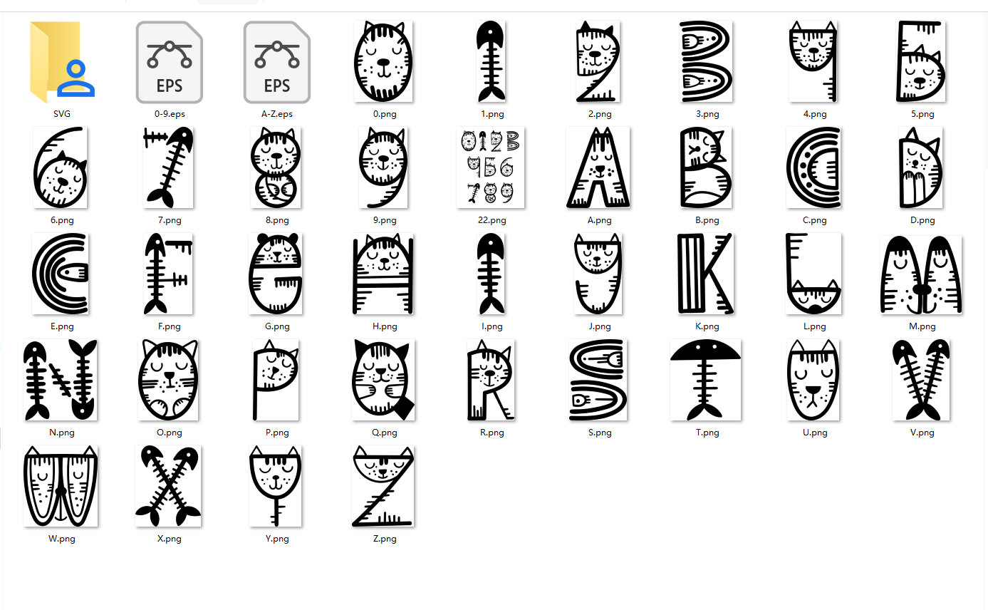 Cat Alphabet & Numbers Clipart: SVG, PNG, EPS Files (digital Download ...