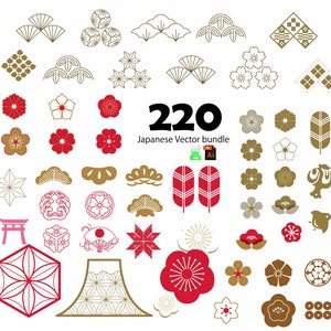 220Kind  Japanese Art, Culture, Symbols,Asian Oriental Elements, Asian banners set, Asian Architecture Building, Flower Icon -PNG|AI