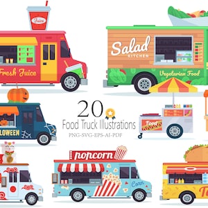 20 coleção deliciosa de Food Truck PNG, pacote de food truck, food truck svg
