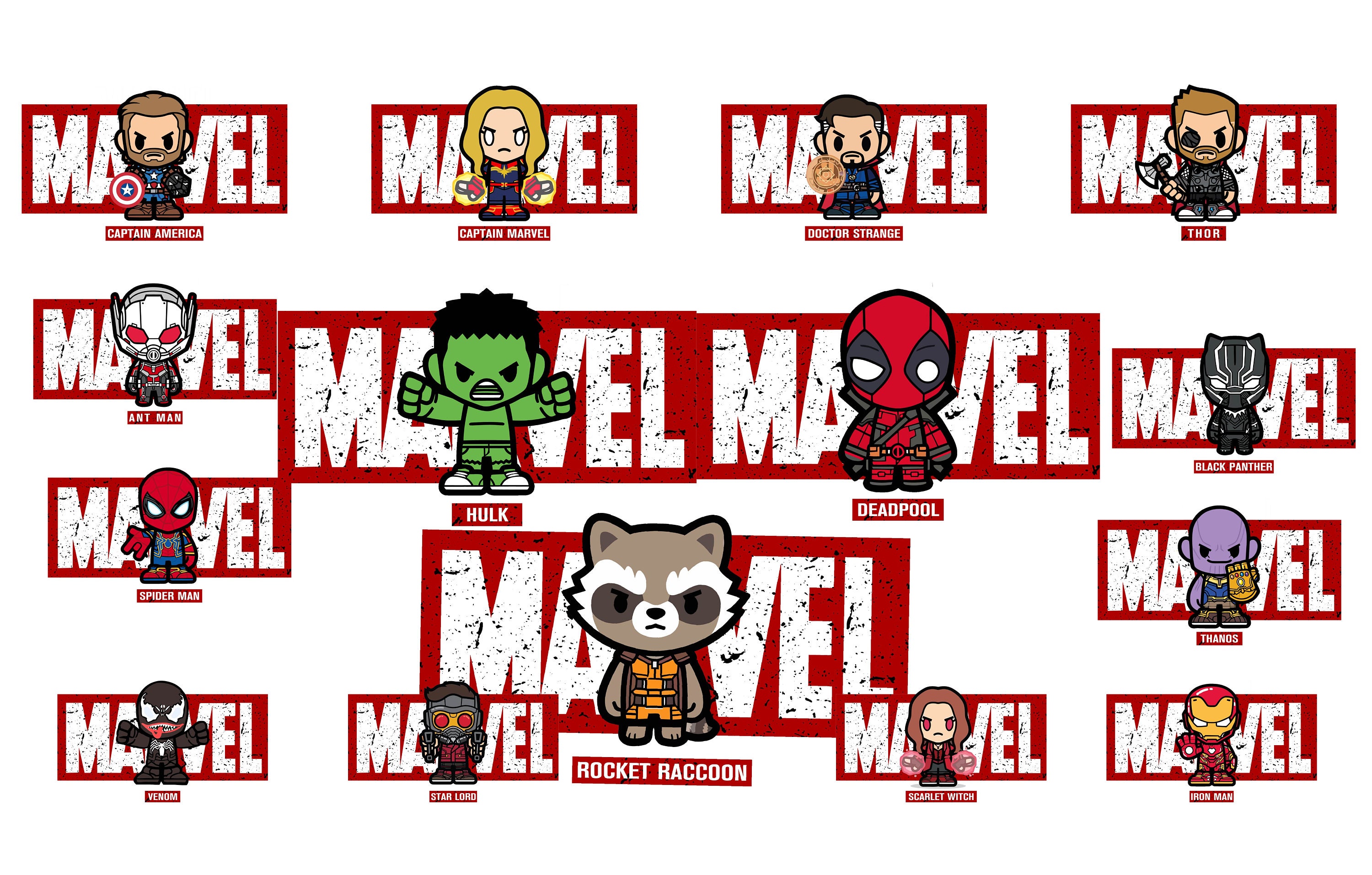 Marvel Superhero PNG Bundle, Cartoon Character Graphics (digital